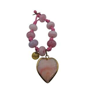 Watermelon Quartz Stone Bracelet with Heart Pendant